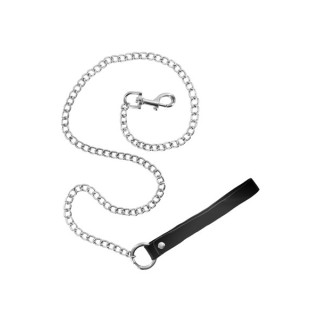 Laisse en métal avec poignée cuir