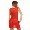 Robe avec broderies et franges rouge S-L