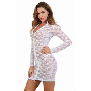 Robe en dentelle blanche S-M vue de profil