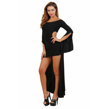 Robe noire asymétrique sexy S-L