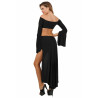 Robe noire asymétrique sexy S-L bas du dos ouvert effet 2 pièces