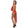 Robe rouge asymétrique longue S-M de profil