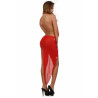 Robe rouge asymétrique longue S-M de dos