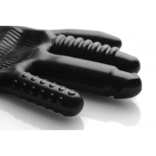 Gant doigtier Pleasure Poker noir en gros plan sur les doigts