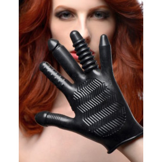 Gant doigtier Pleasure Poker noir chaque doigt sa stimulation