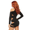 Robe courte noire épaules découvertes LO86110 XL ajourée sur les côtés