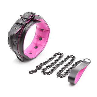 Collier et laisse rose et noir détachés