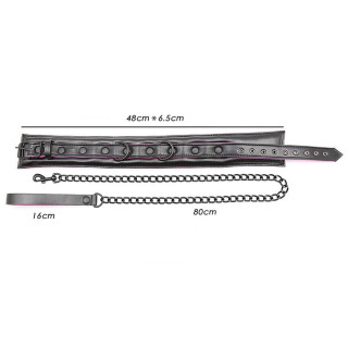 Collier et laisse rose et noir dimensions