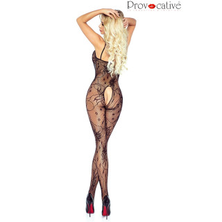 Catsuit noir lacet fuschia ouvert S-L