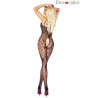 Catsuit noir lacet fuschia ouvert S-L