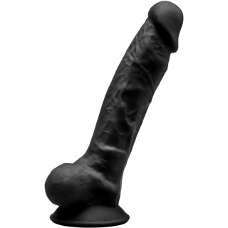 Gode ventouse et bourses noir 7" SilexD 17 x Ø3,8cm