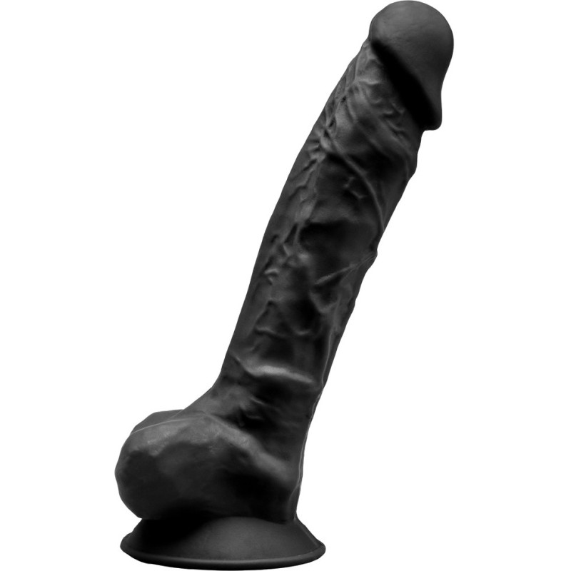 Gode ventouse et bourses noir 9" SilexD 24 x Ø4,9cm