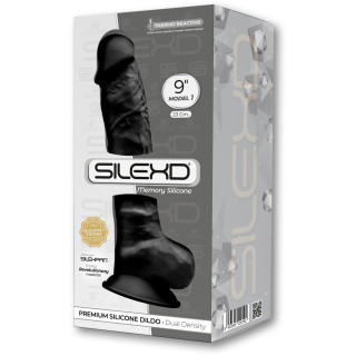 Gode ventouse et bourses noir 9" SilexD 24 x Ø4,9cm