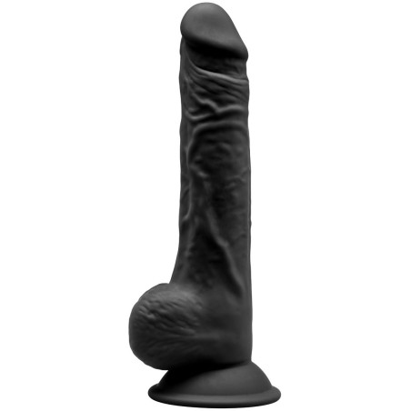 Gode ventouse et bourses noir 9,5" SilexD 24 x Ø4,5cm