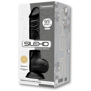 Gode ventouse et bourses noir 9,5" SilexD 24 x Ø4,5cm