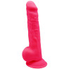 Gode ventouse et bourses fuchsia 9,5" SilexD 24 x Ø4,5cm
