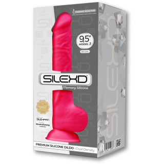 Gode ventouse et bourses fuchsia 9,5" SilexD 24 x Ø4,5cm