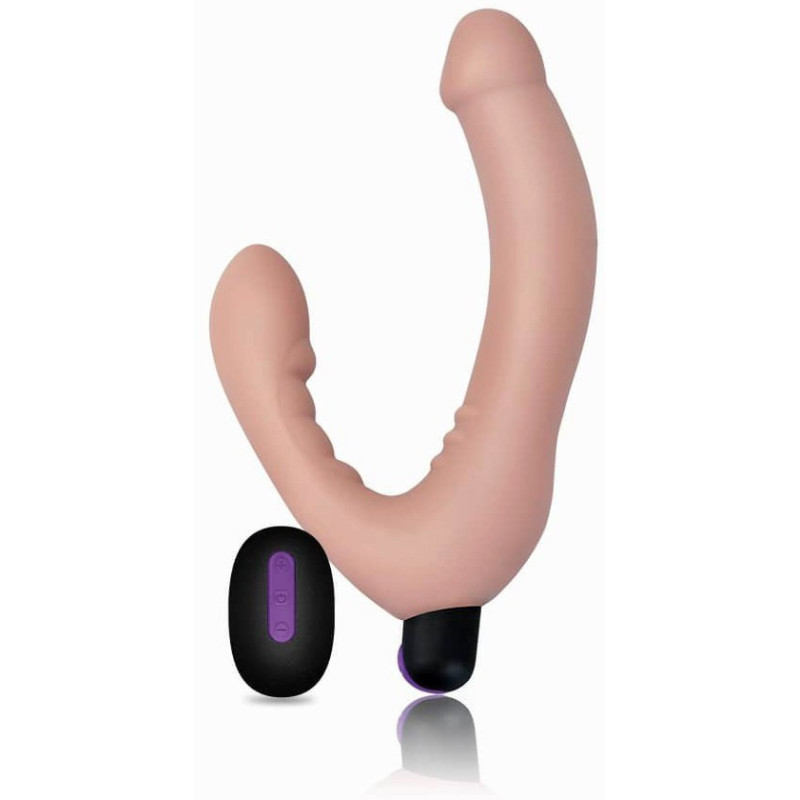 Gode ceinture strapless à télécommande chair
