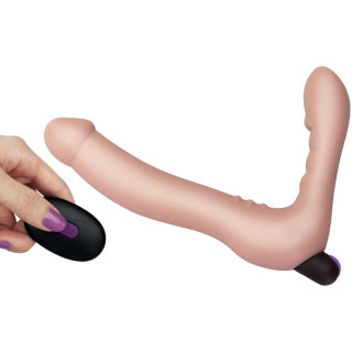 Gode ceinture strapless à télécommande sans fil chair