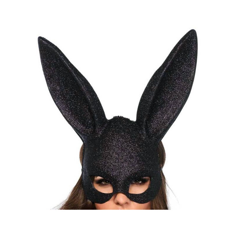Masque rabbit noir pailleté