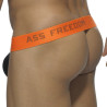 Jockstrap cul libre noir et orange XXL