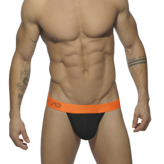 Jockstrap cul libre noir et orange XXL