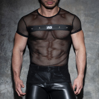 T-shirt Mesh Mixed Noir XS