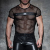 T-shirt Mesh Mixed Noir S