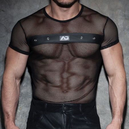 T-shirt Mesh Mixed Noir XL