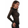 Top chemisier rayé transparent noir L-XL de face