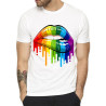 T-shirt Rainbow Lips blanc L