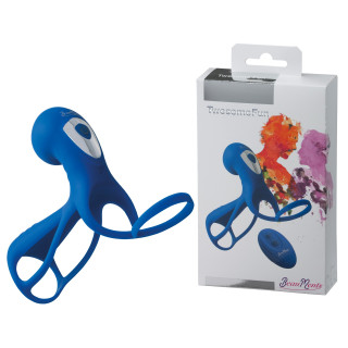 Cockring BeauMents Twosome Fun bleu rechargeable et sa boîte