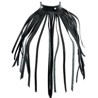 Collier tour de cou à franges cuir noir