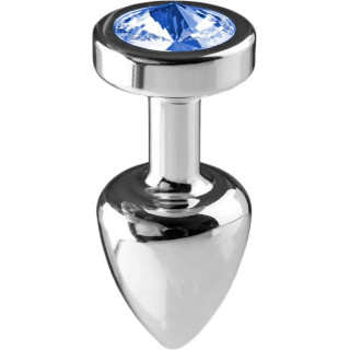 Plug argent en aluminium bijou bleu S