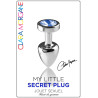 Plug argent en aluminium bijou bleu S