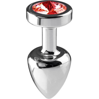 Plug argent en aluminium bijou rouge S