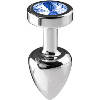 Plug argent en aluminium bijou bleu M