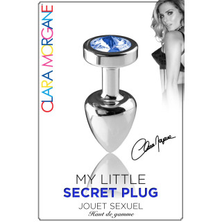 Plug argent en aluminium bijou bleu M