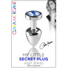 Plug argent en aluminium bijou bleu M
