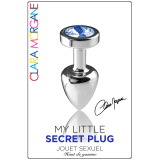 Plug argent en aluminium bijou bleu M