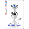 Plug argent en aluminium bijou bleu M
