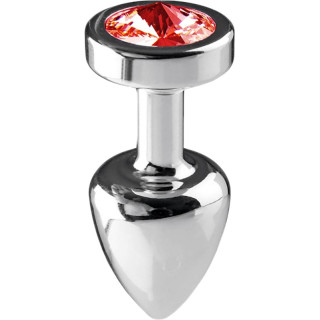 Plug argent en aluminium bijou rouge M
