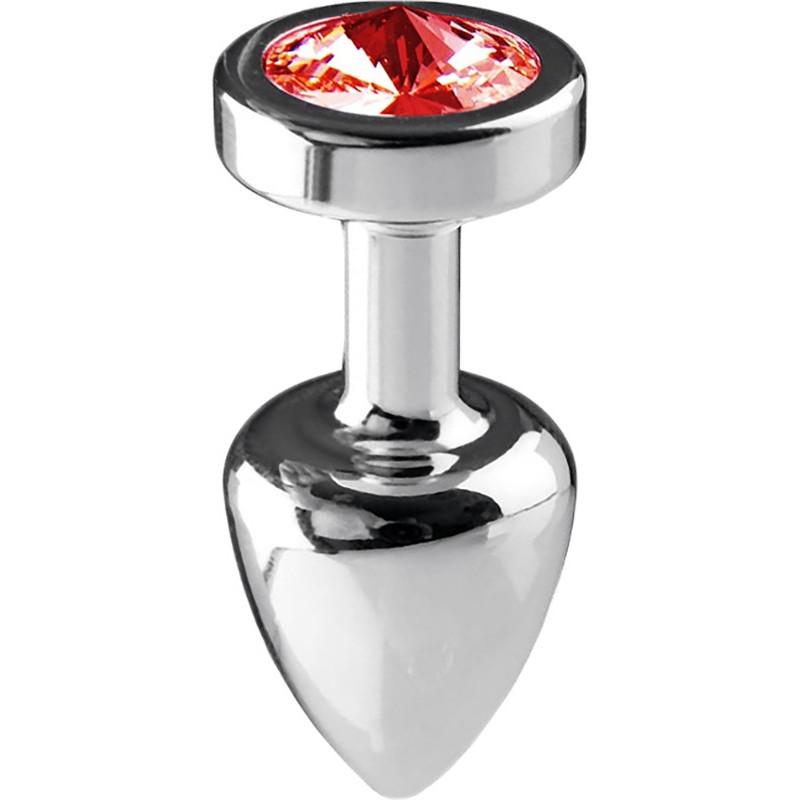 Plug argent en aluminium bijou rouge M