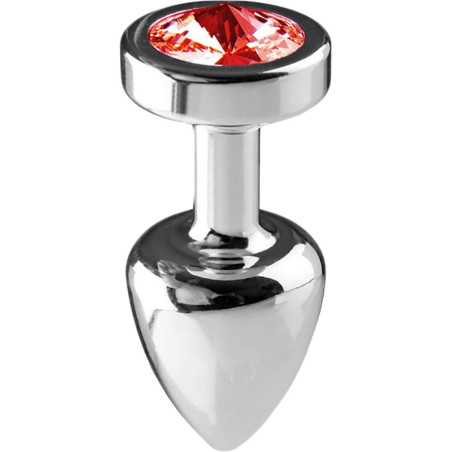 Plug argent en aluminium bijou rouge M