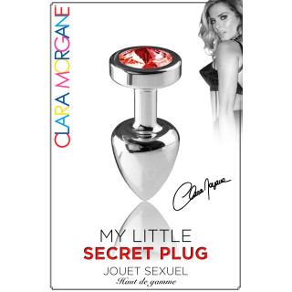 Plug argent en aluminium bijou rouge M