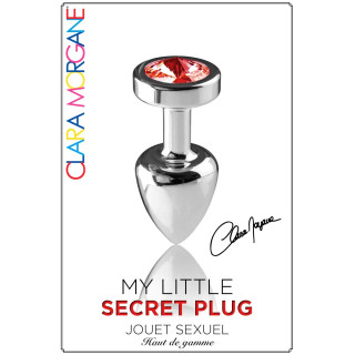 Plug argent en aluminium bijou rouge M