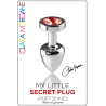 Plug argent en aluminium bijou rouge M