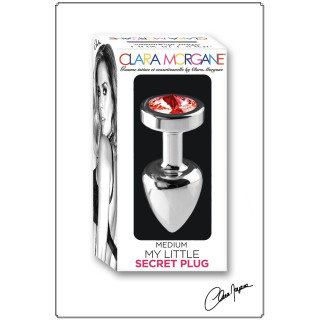 Plug argent en aluminium bijou rouge M