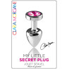 Plug argent en aluminium bijou fuchsia M