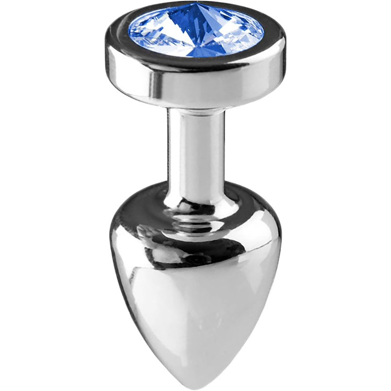 Plug argent en aluminium bijou bleu L